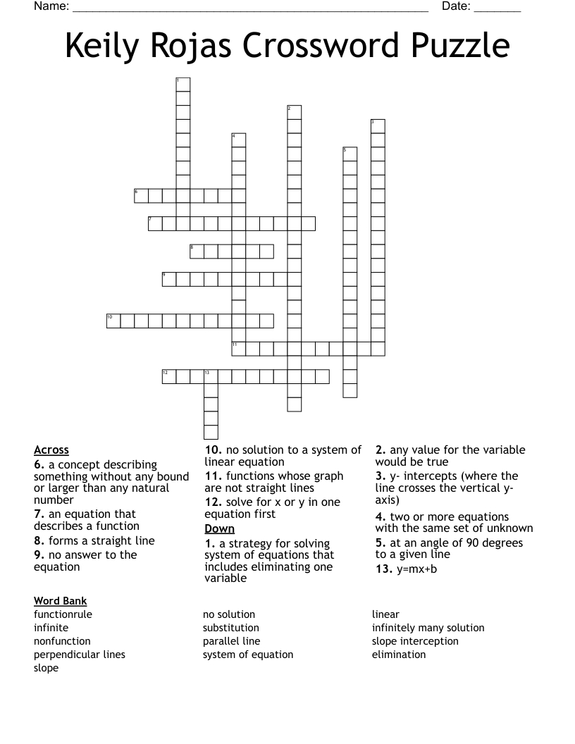 Keily Rojas Crossword Puzzle 