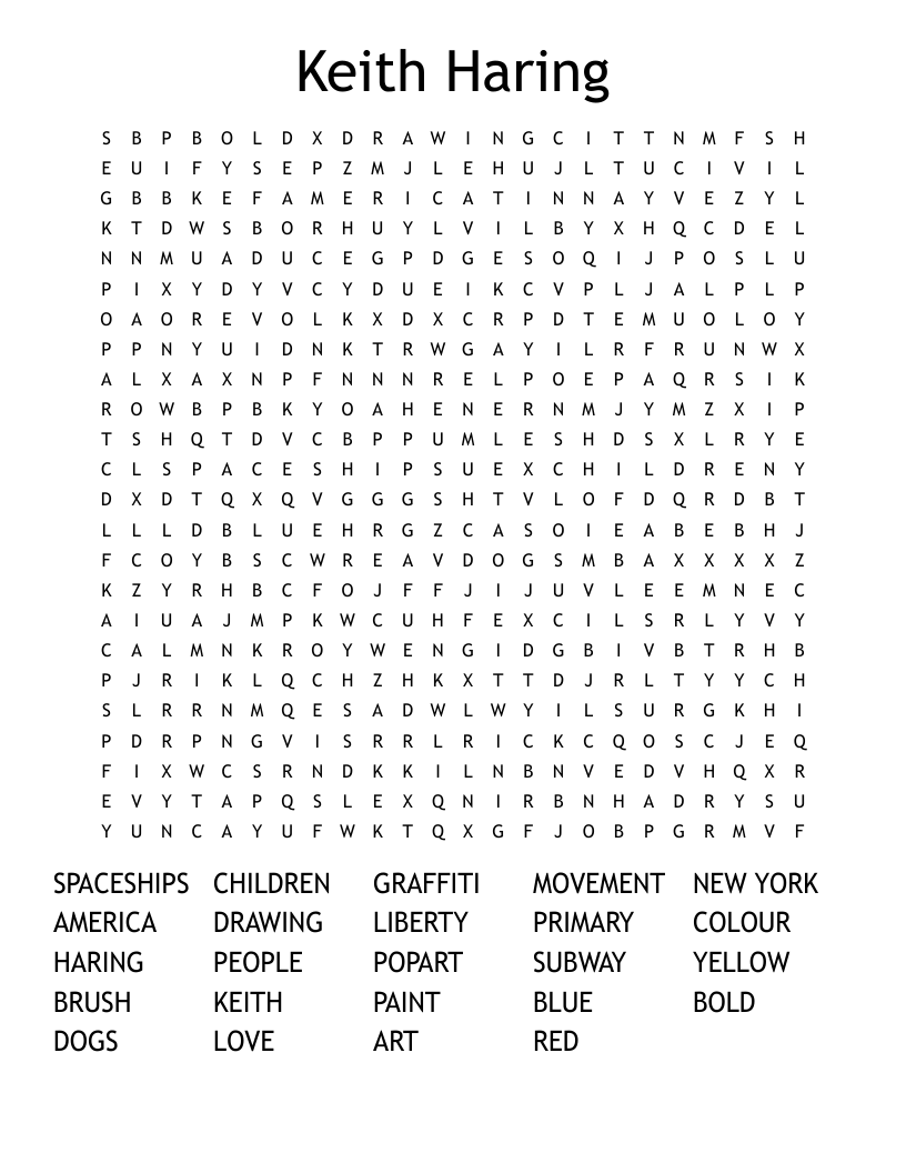 Keith Haring Word Search