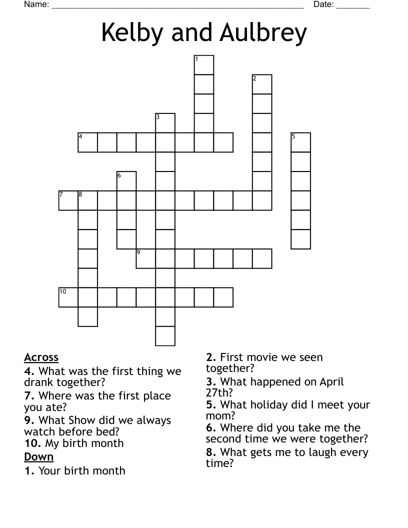 Kelby and Aulbrey Crossword