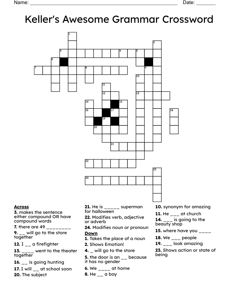 Keller's Awesome Grammar Crossword