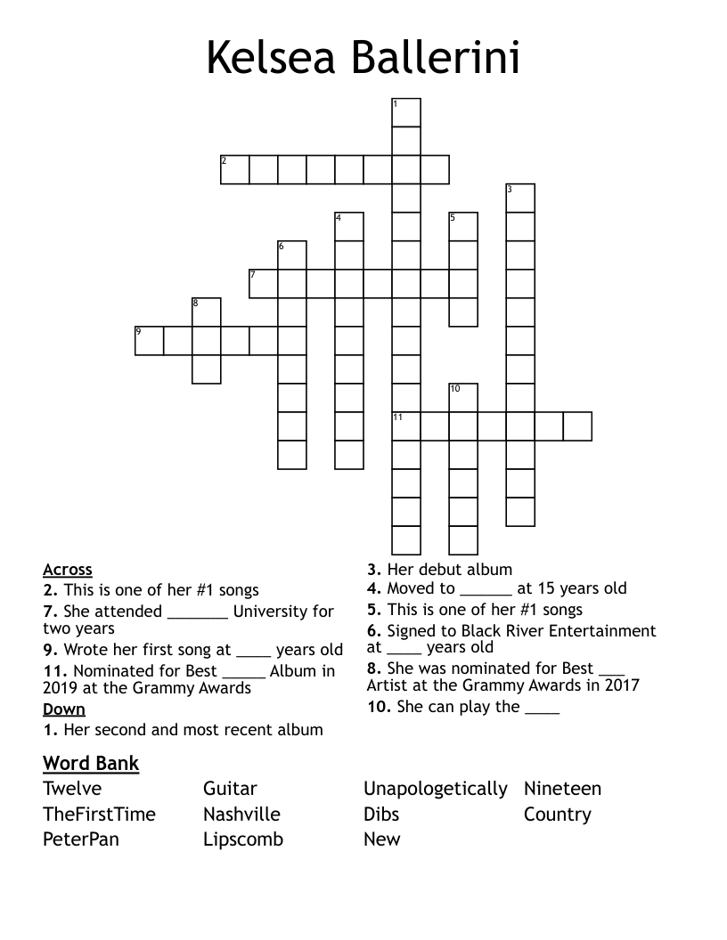Kelsea Ballerini Crossword
