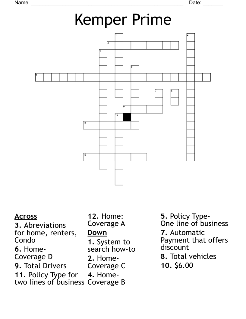 Kemper Prime  Crossword