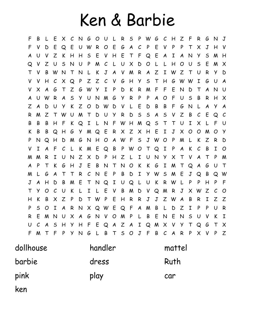 Ken & Barbie Word Search