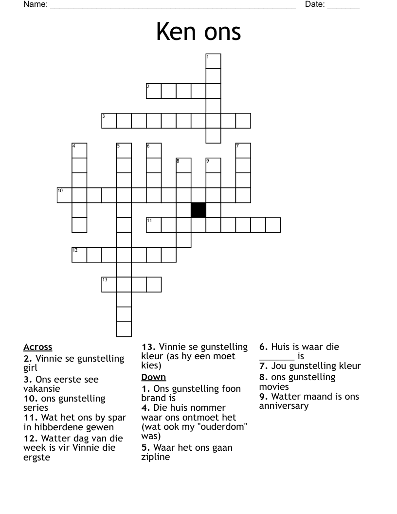 Ken ons Crossword