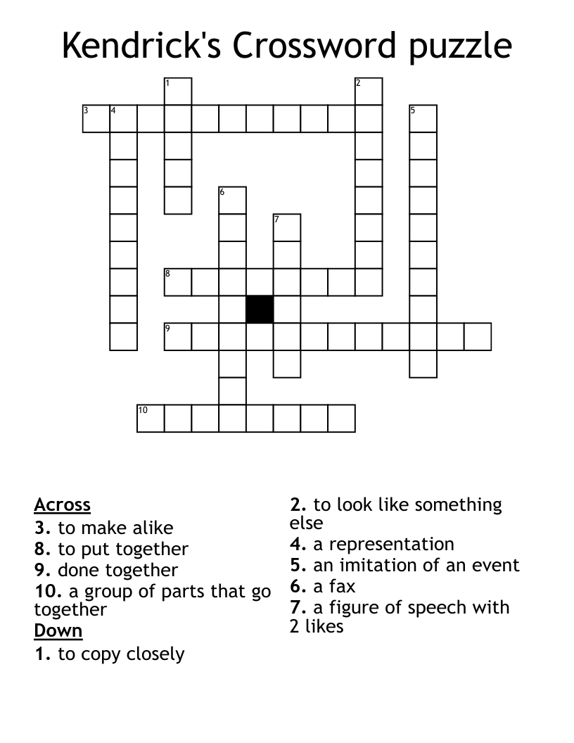 Kendrick's Crossword puzzle