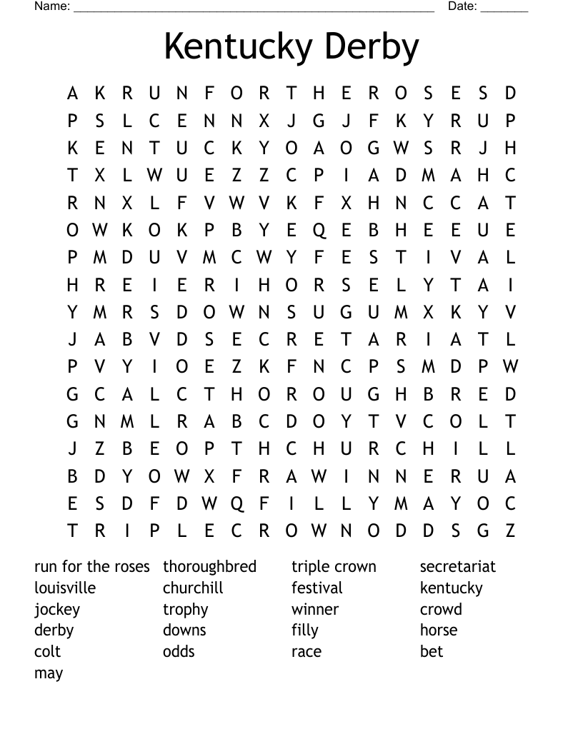 Kentucky Derby Word Search