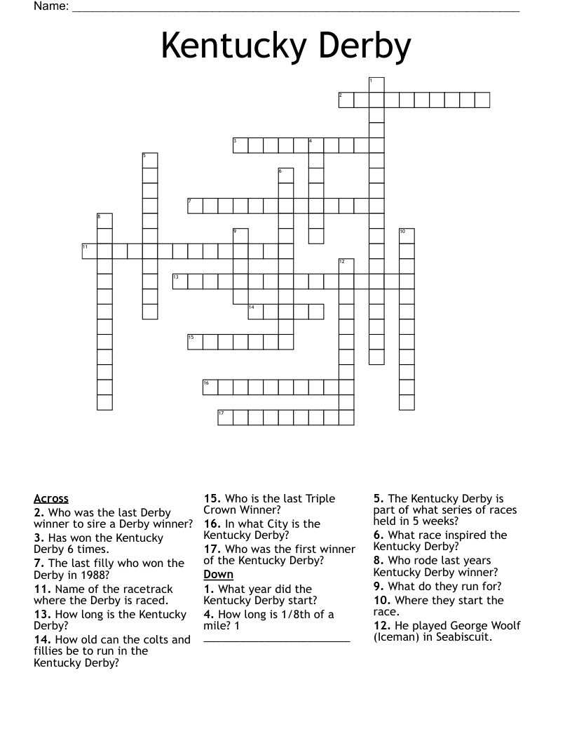 Kentucky Derby Crossword