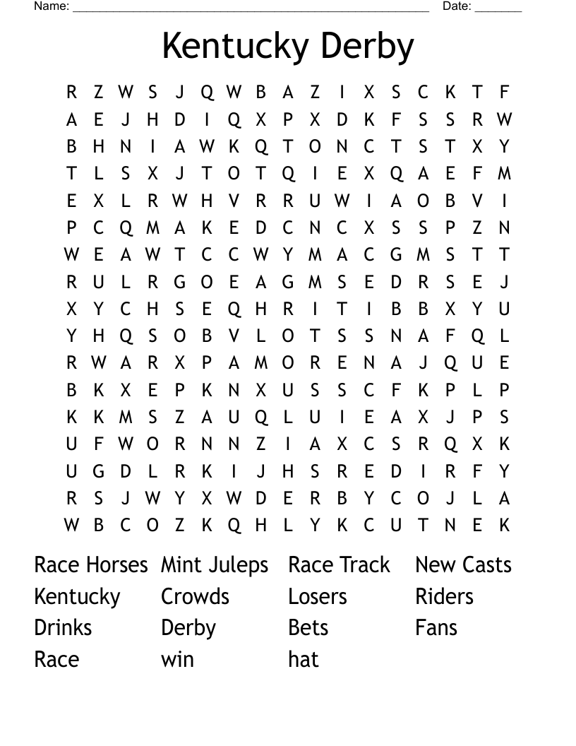 Kentucky Derby Word Search