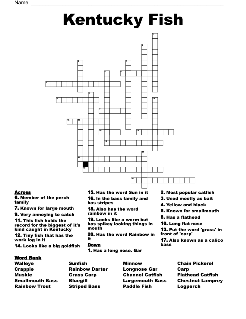 Kentucky Fish Crossword