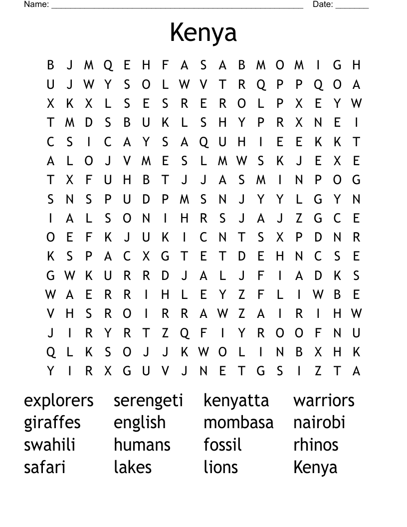 Kenya Word Search