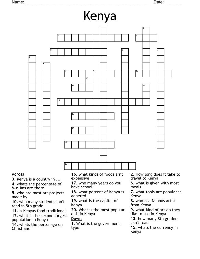 Kenya Crossword