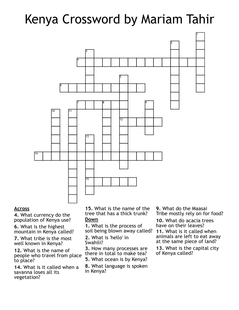 Kenya Crossword by Mariam Tahir