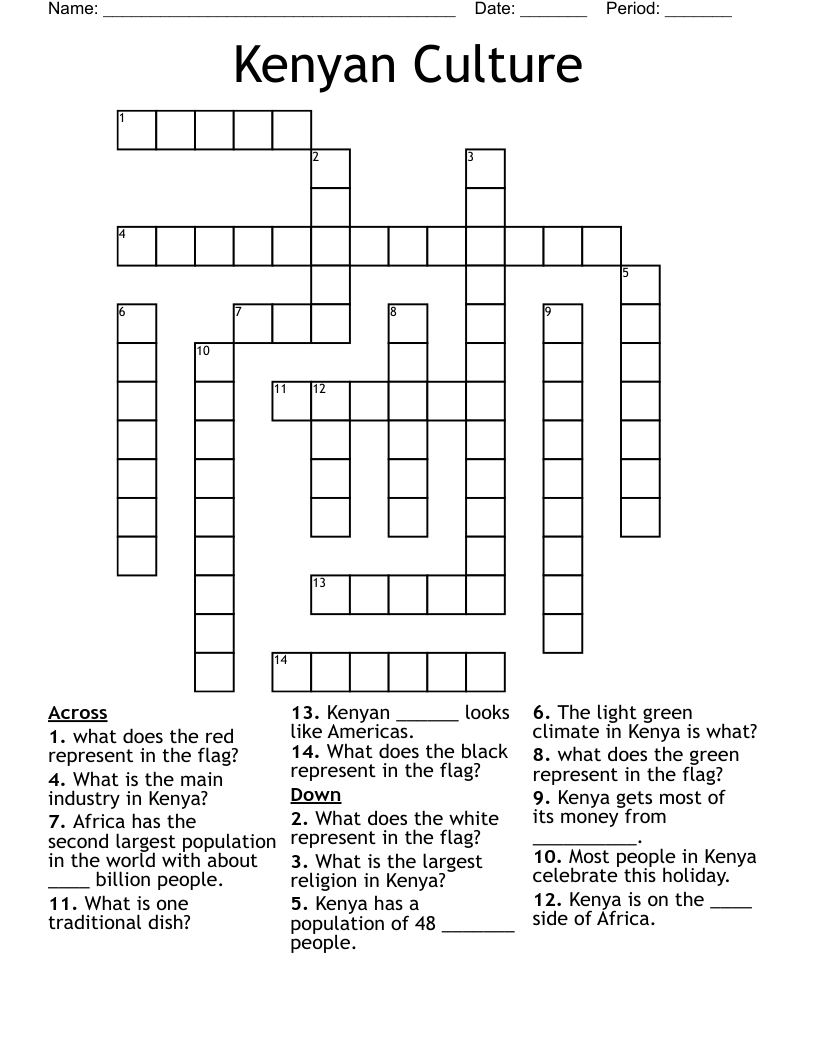 Kenyan Culture  Crossword