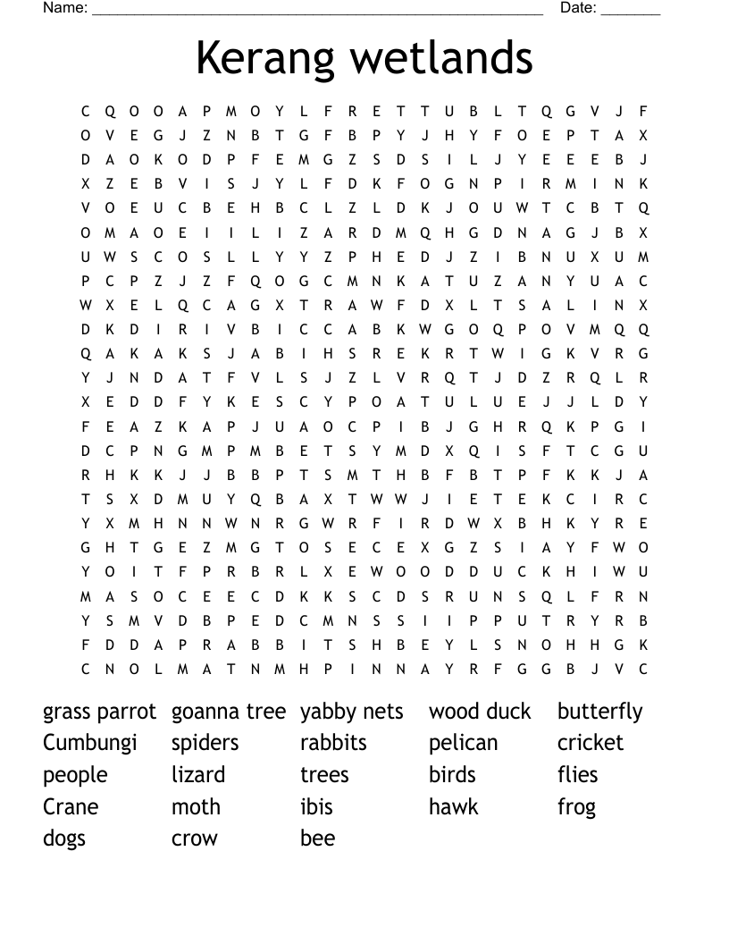 Kerang wetlands Word Search