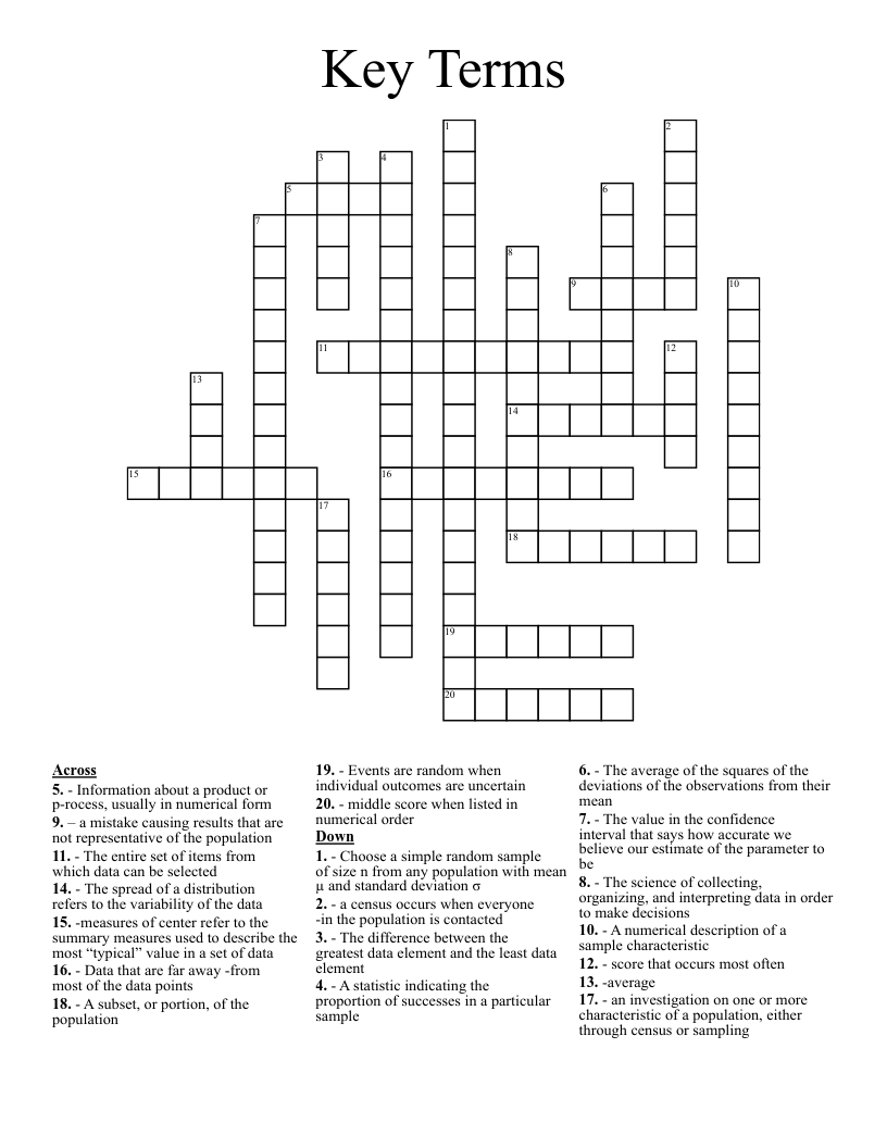Key	Terms Crossword