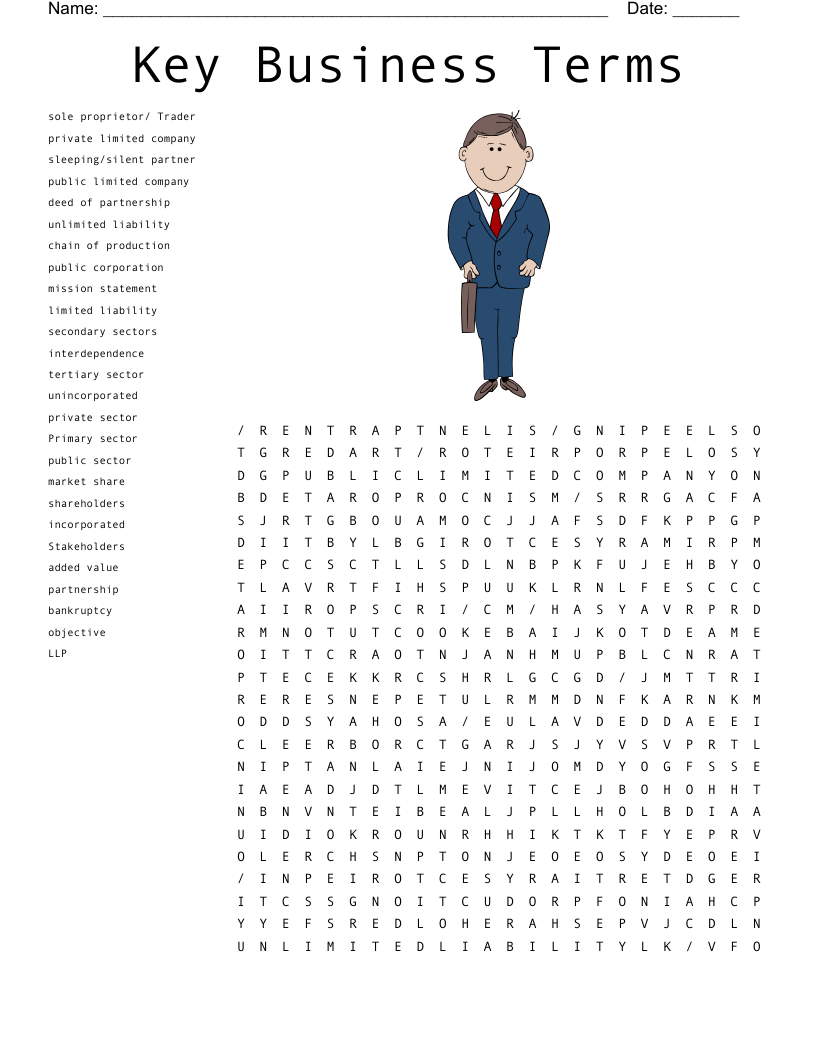 Key Business Terms Word Search