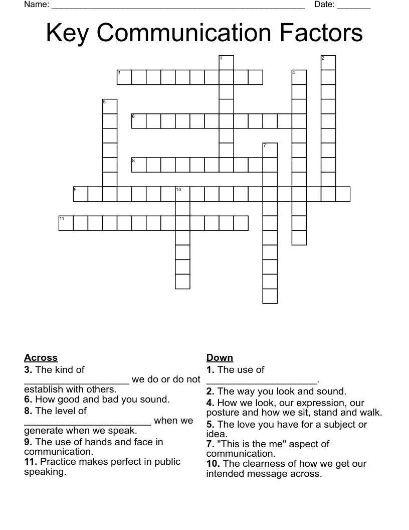 Key Communication Factors  Crossword