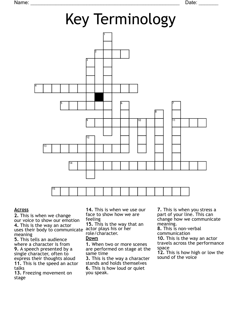 Key Terminology  Crossword