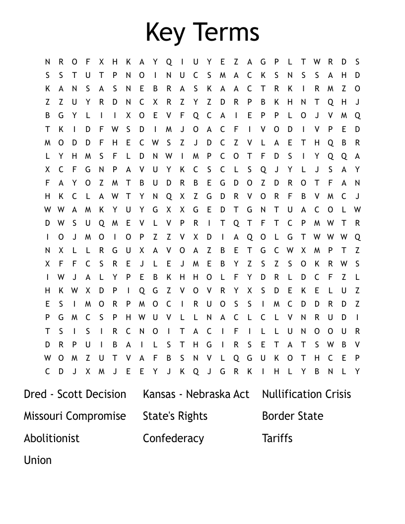 Key Terms Word Search