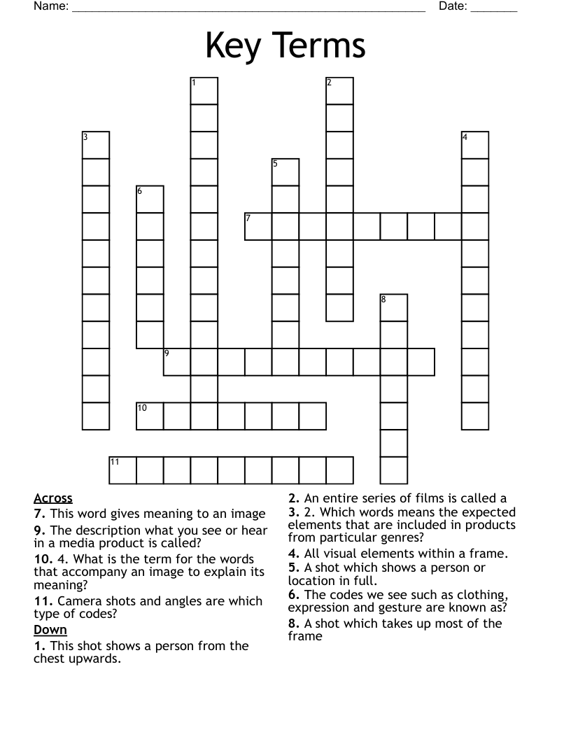 Key Terms Crossword