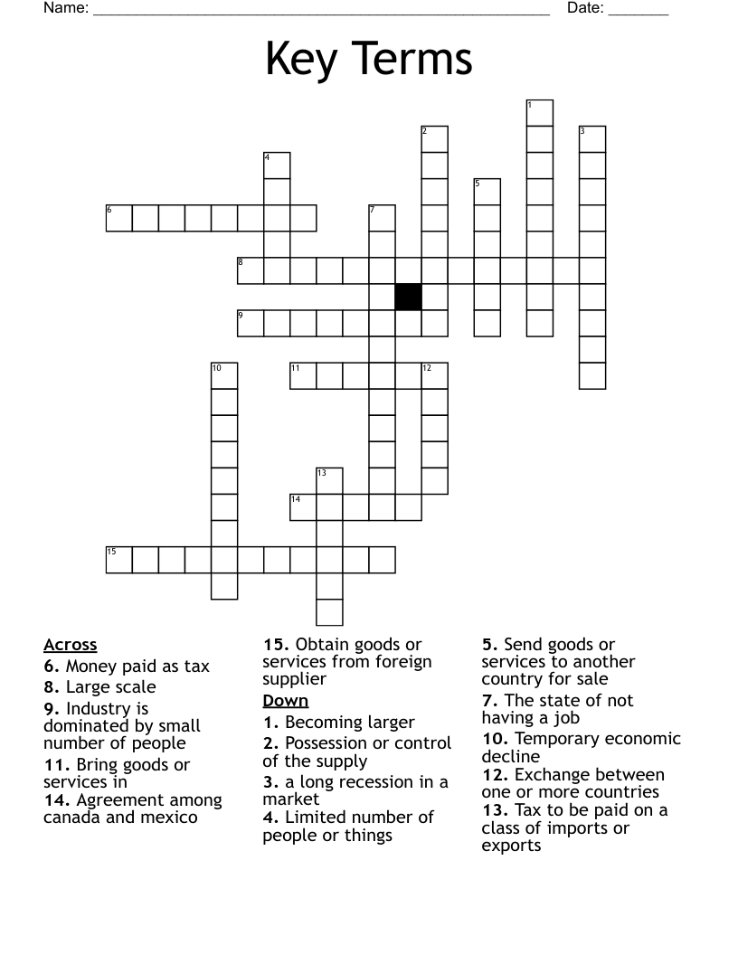 Key Terms Crossword