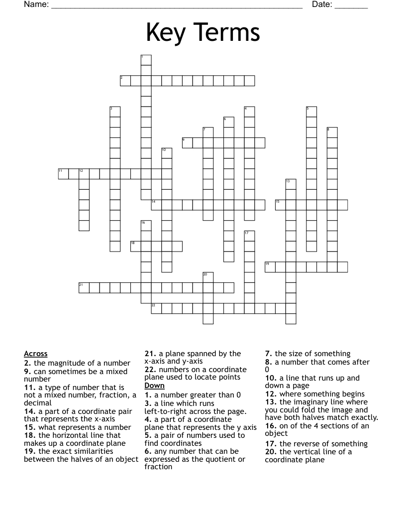 Key Terms Crossword
