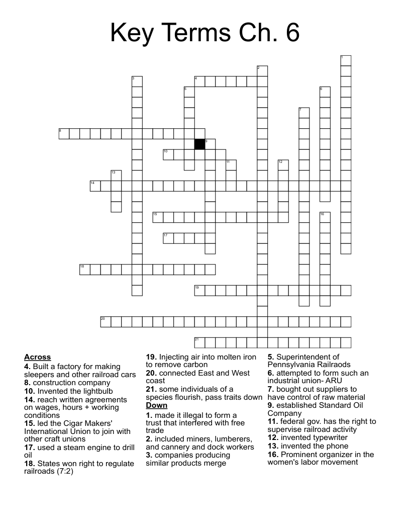 Key Terms Ch. 6  Crossword