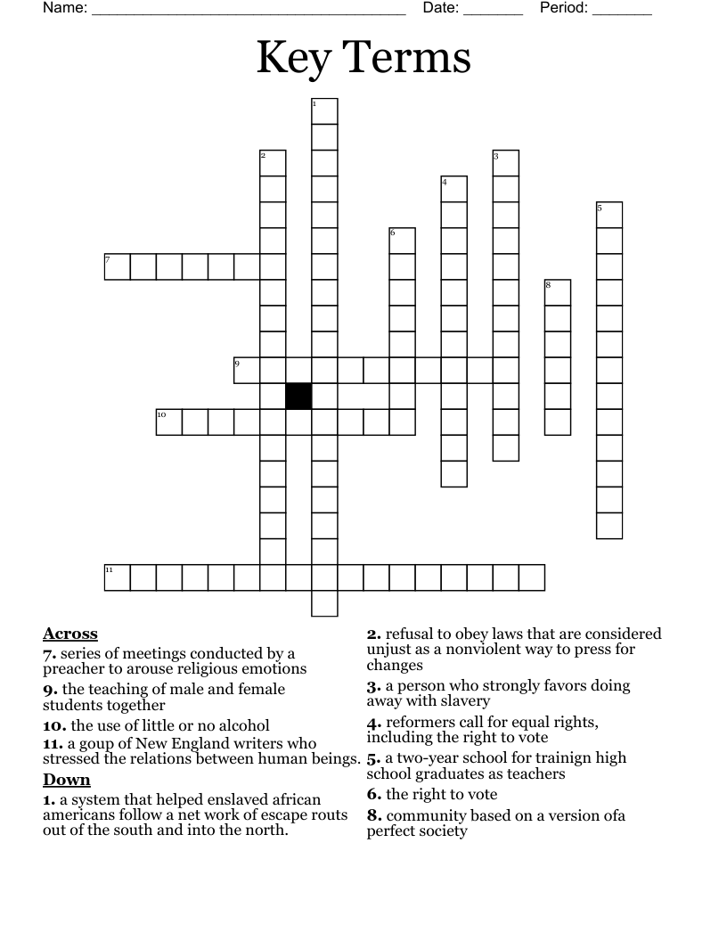 Key Terms  Crossword