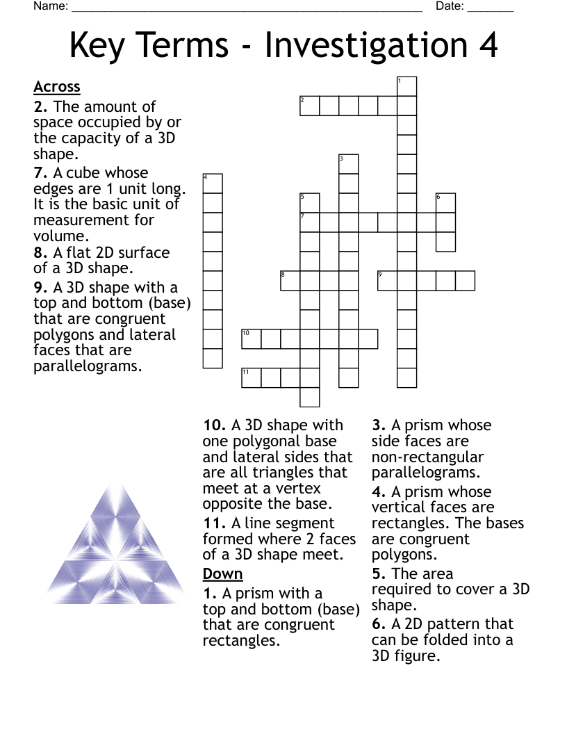 Key Terms - Investigation 4 Crossword