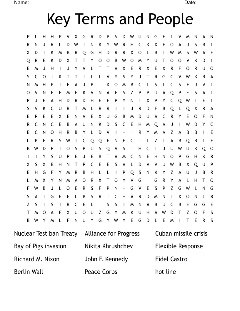 Key Terms and People  Word Search
