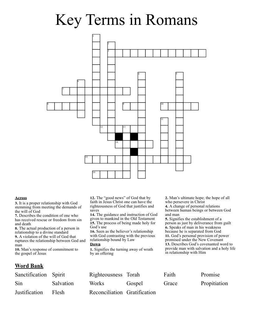 Key Terms in Romans Crossword