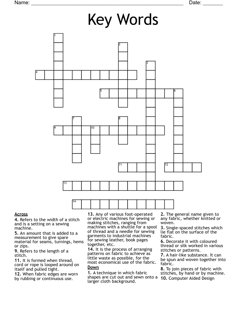 Key Words Crossword