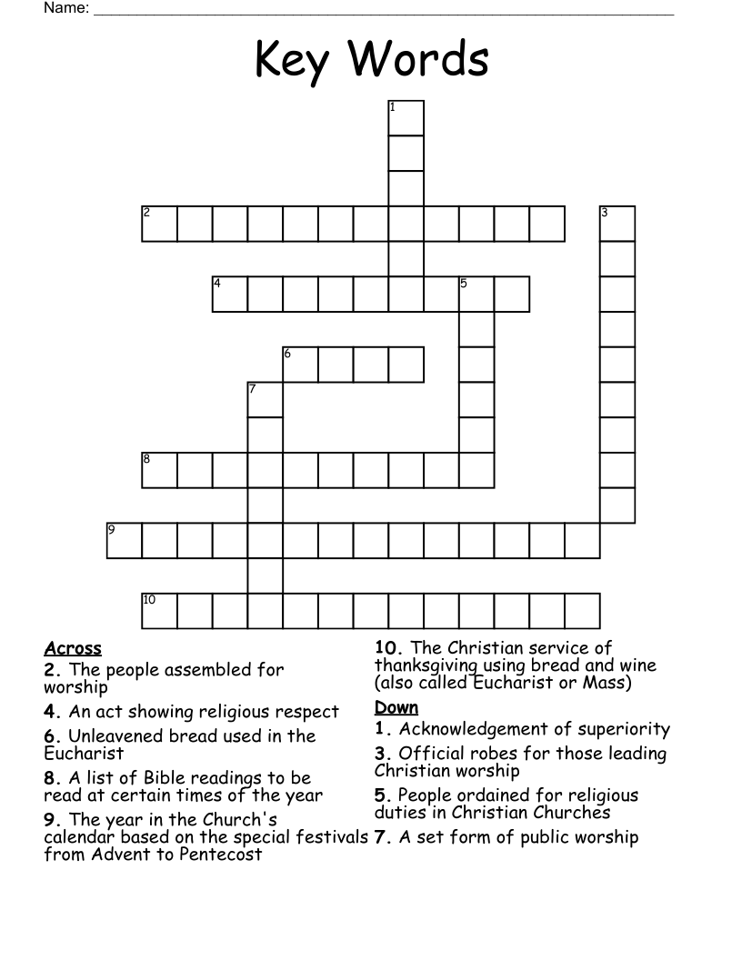 Key Words Crossword