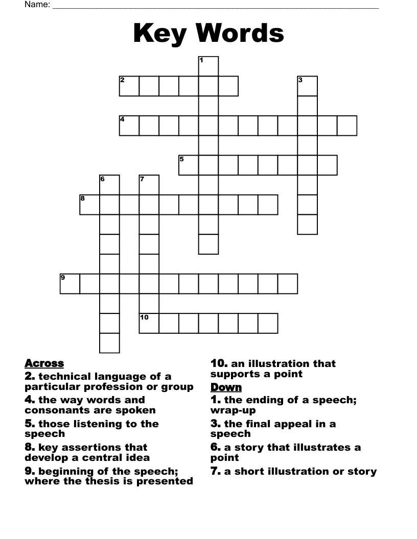 Key Words Crossword