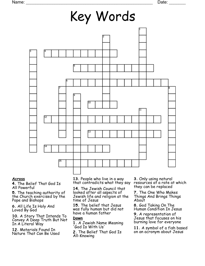 Key Words Crossword