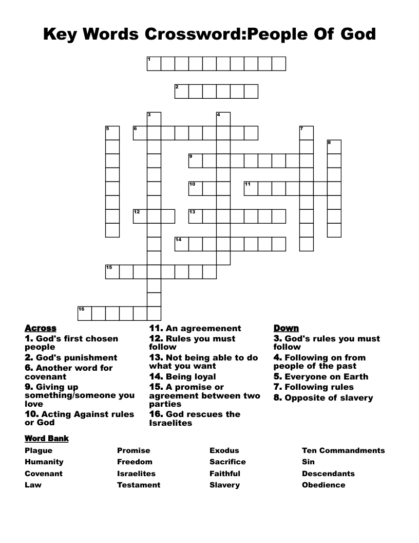 Key Words Crossword:People Of God