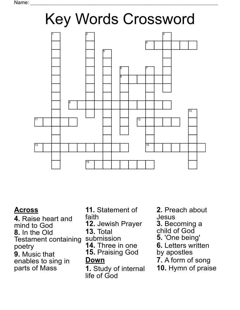 Key Words Crossword