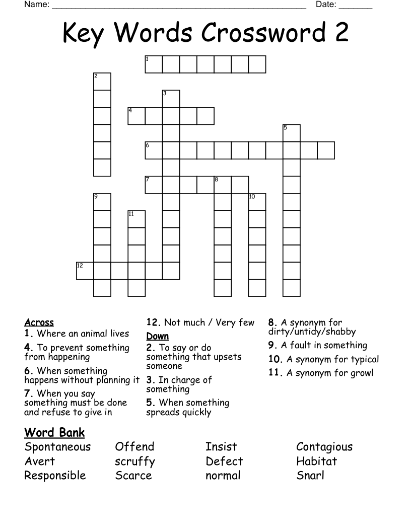 Key Words Crossword 2