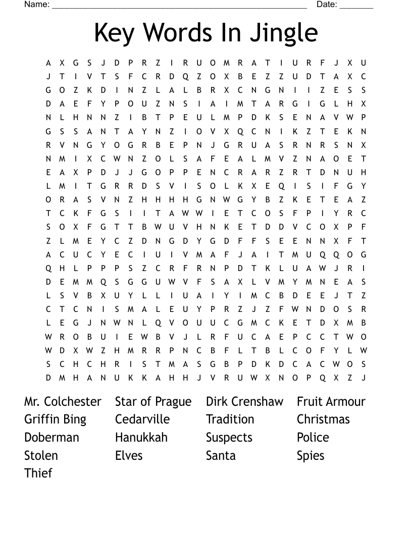 Key Words In Jingle Word Search