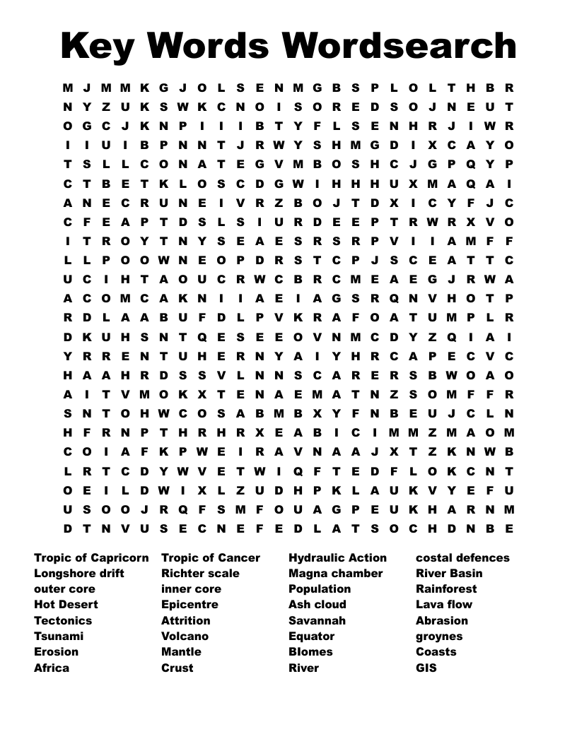Key Words Wordsearch