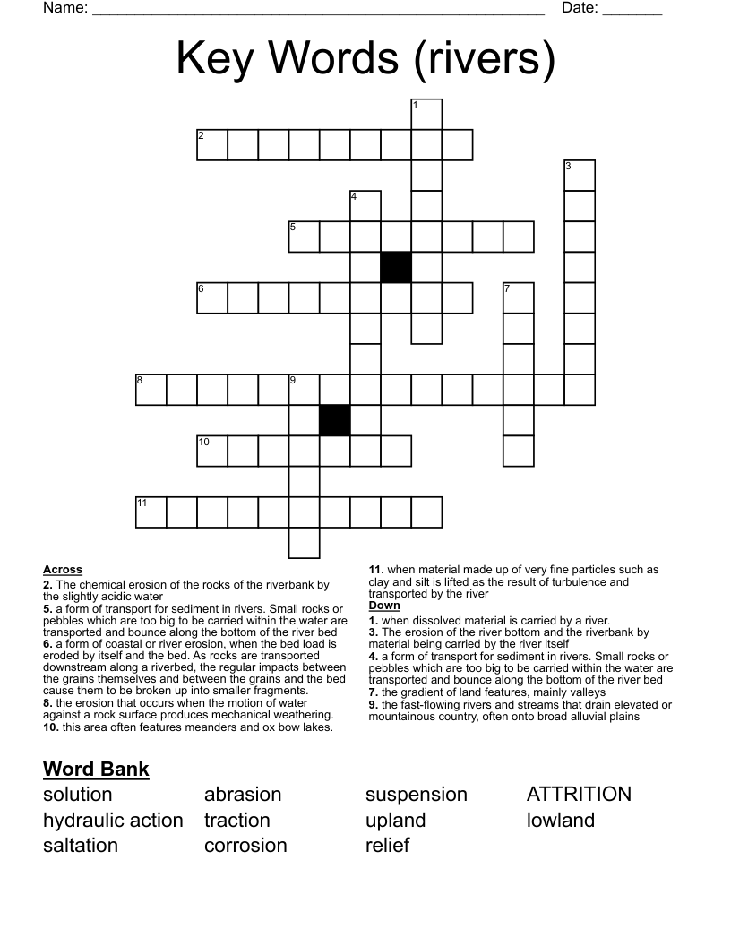 Key Words (rivers) Crossword