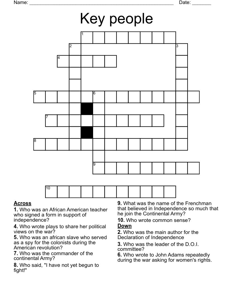 Key people Crossword