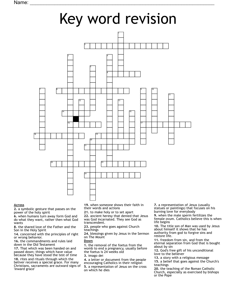 Key word revision Crossword