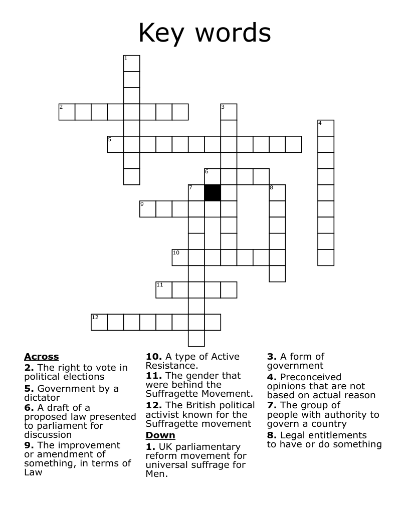 Key words  Crossword