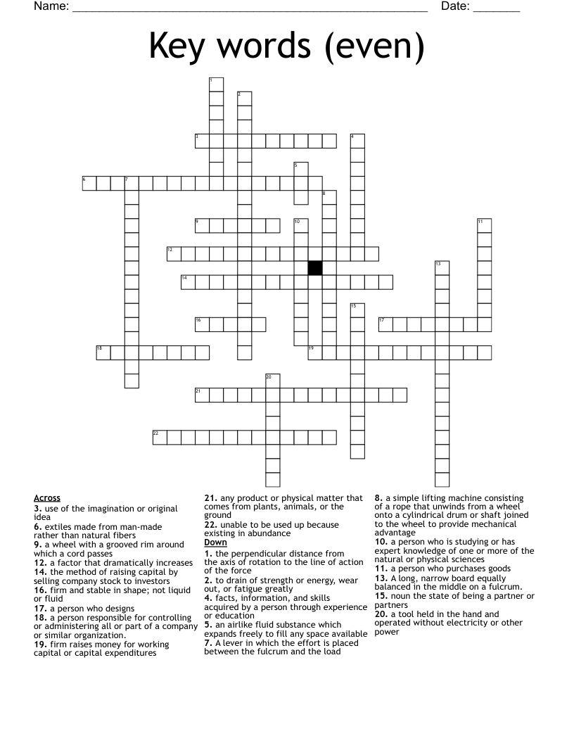 Key words (even) Crossword