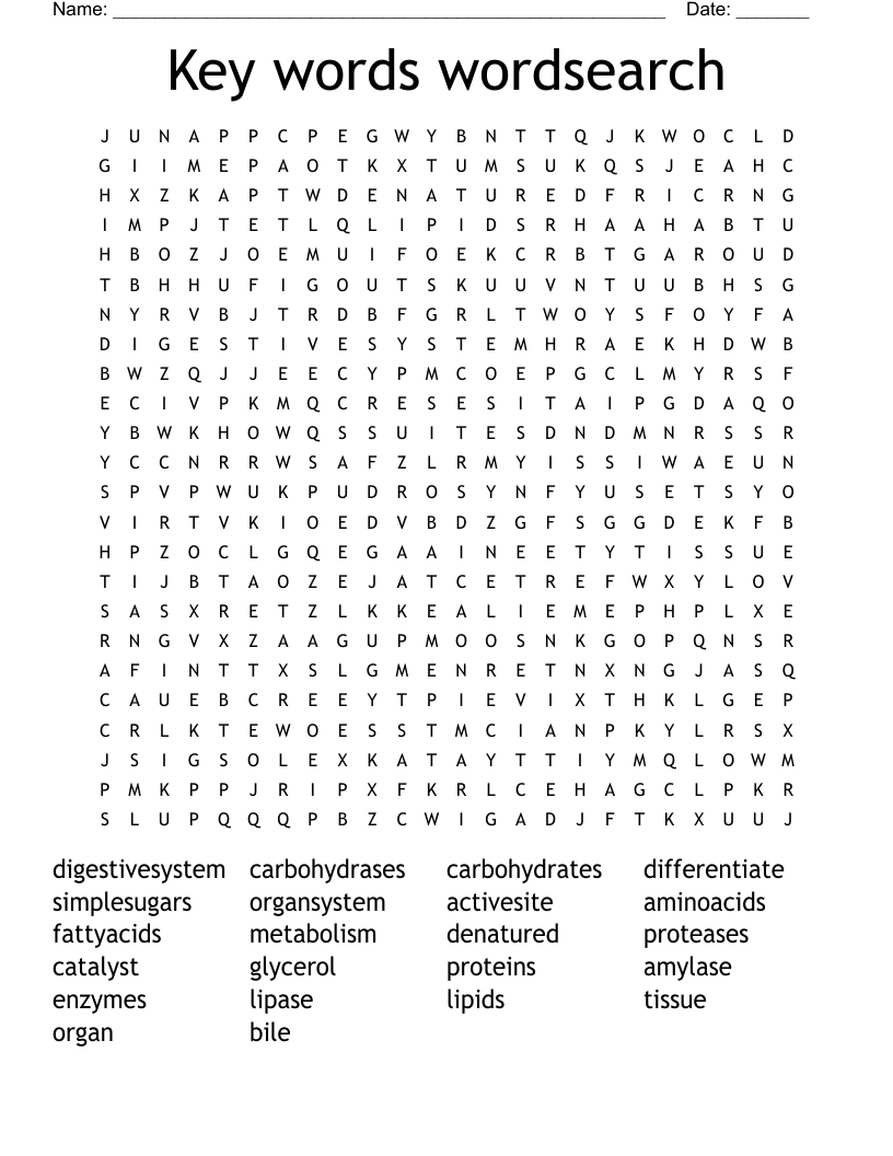 Key words wordsearch