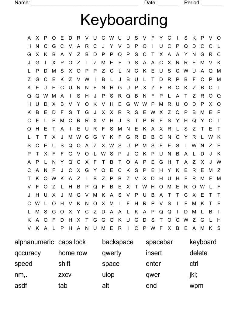 Keyboarding Word Search