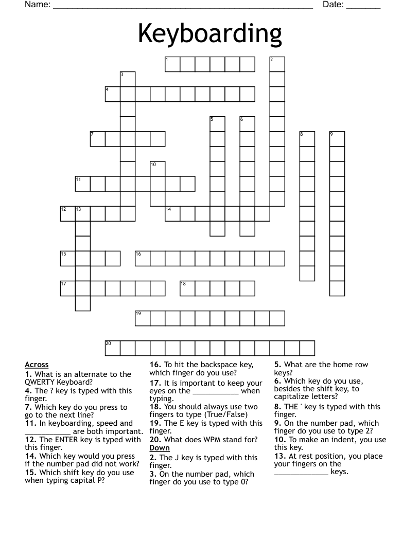 Keyboarding Crossword