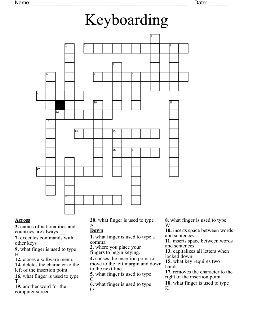 Keyboarding Crossword