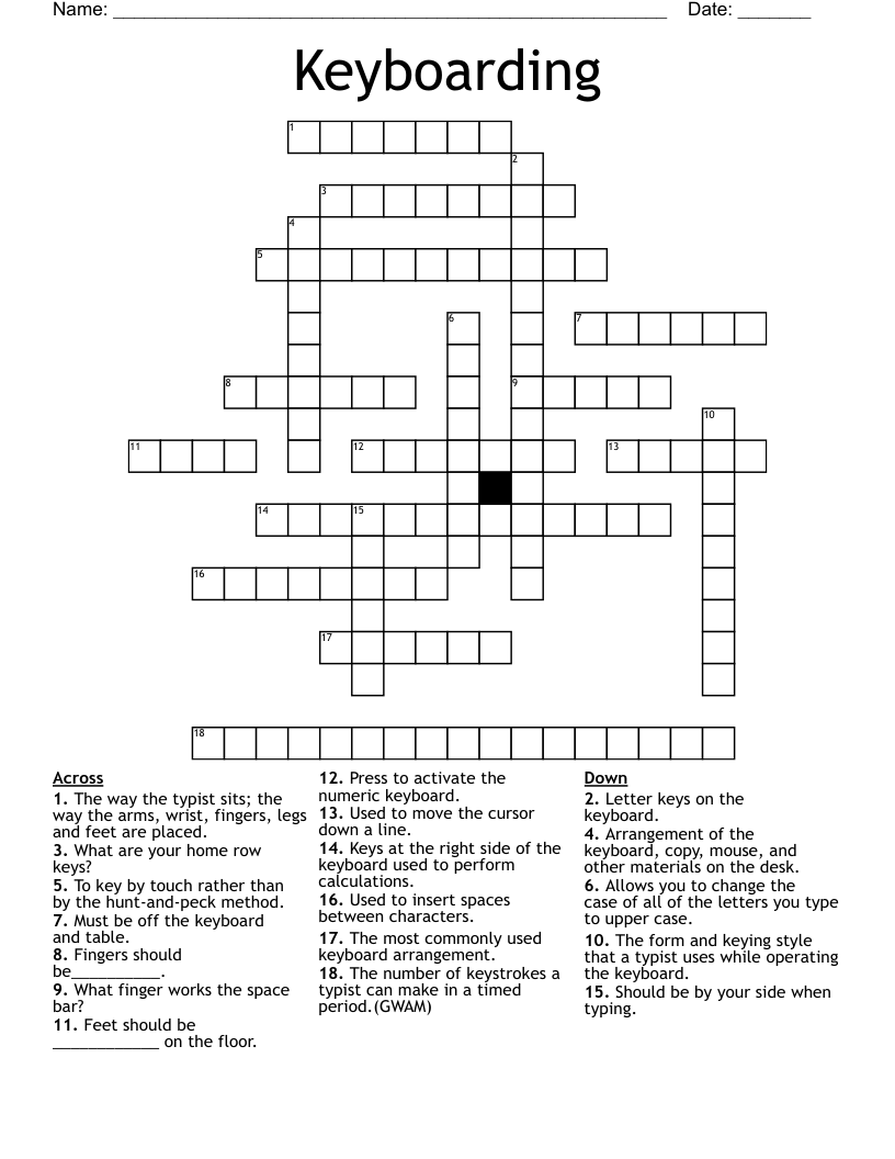 Keyboarding Crossword